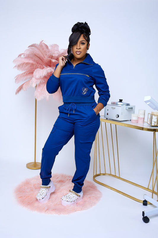Navy Blue Jogger Scrub set